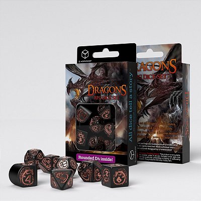 Dragons Modern Dice Set: Obsidian - Importado