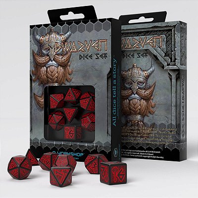 Dwarven Red & black Dice Set - Importado