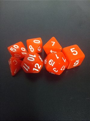 Kit de Dados - Laranja e Branco -  Opaco - Importado