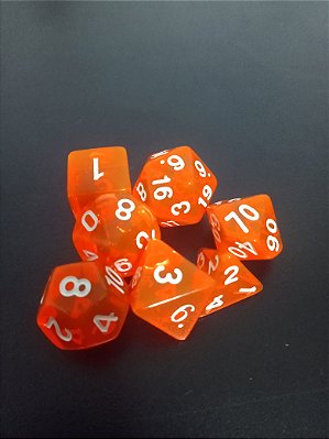 Kit de Dados - Laranja e Branco -  Acrílico - Importado