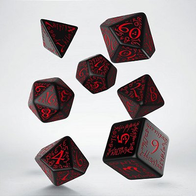 Elvish Black & red Dice Set - Importado