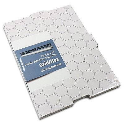 Gaming Paper: Tiles: Doublesided Grid / Hex 8"x11" (4) - Importado