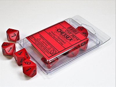 Opaque Red/black Set of Ten d10s - Importado