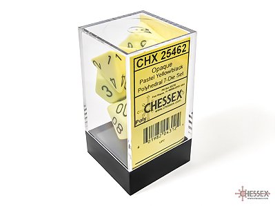 Opaque Pastel Yellow/black Polyhedral 7-Dice Set - Importado