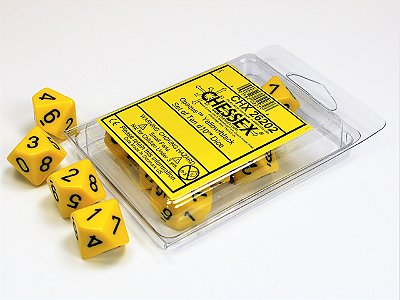 Opaque Yellow/black Set of Ten d10s