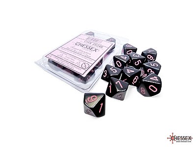 Opaque Black/pink Set of Ten d10s