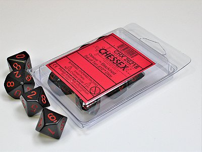 Opaque Black/red Set of Ten d10s