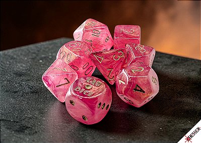 Shimmer Ignis/Gold Polyhedral 7-Dice Set (with bonus die)