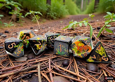 Brush Polyhedral Deep Forest/gold 7-Die Set