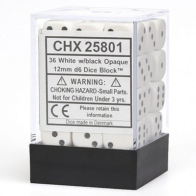 Kit de Dados - Opaco - Branco e Preto 36D6 - Importado