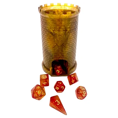 Pocket Citadel Mini Dice Tower: Gold with Black