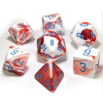 Kit de Dados - Gemini Red / White with Blue - Importado