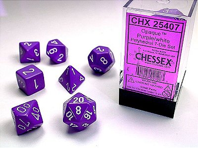 Opaque Polyhedral Purple/white 7-Die Set - Importado