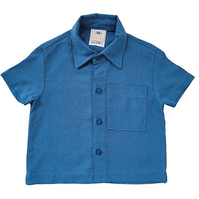 Camisa Infantil Matilde Linho e Algodão Azul