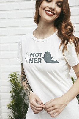 Camiseta Adulto Mother Foca Off White em Malha