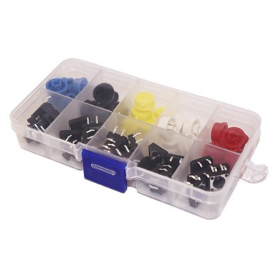 Kit Push Buttons com Capas Coloridas 50x unidades