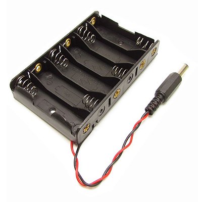 Suporte para 6 pilhas AA com Plug P4 para Arduino