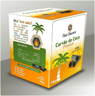 Carvão de Coco Premium (em cubos ou hexagonal) - 1kg - Especial para Churrasqueiras