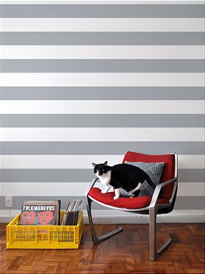 Papel de Parede Adesivo Listrado Horizontal Bold Grey