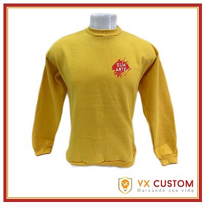 Blusa de Moletom fechado amarelo Bordado