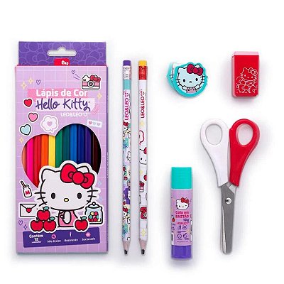 Kit Material Escolar Papelaria Infantil Hello Kitty 18 Pcs