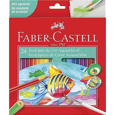 Lápis de Cor EcoLápis Aquarelável 24 Cores Com Pincel Faber-Castell