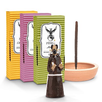 Kit Compaixão | 3 Aromas + Incensário Carcará + São Francisco Cerâmica