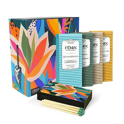 Kit Natal 2 - Incensos de Palo Santo, Sálvia Branca, Olíbano e Breuzinho + Caixa de Fósforo + Caixa de presente (brinde)