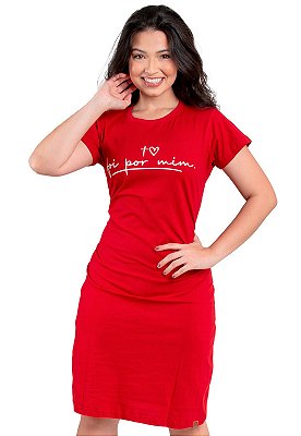 Vestido T-Shirt Moda Evangélica Vermelho Anagrom Ref.V017