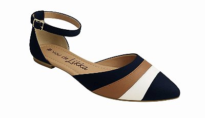 Sapatilha bico fino salomé preta Likka - Ref 132