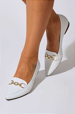 Sapatilha Bico Fino Mocassim Branco REf 007