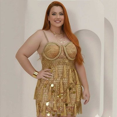 Vestido Franjas Tassel Crochê Sob Medida