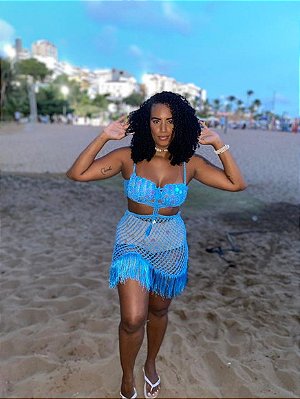 Vestido Crochê com Lantejoulas Sob Medida