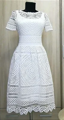 Vestido Crochê Branco para Noiva Casamento