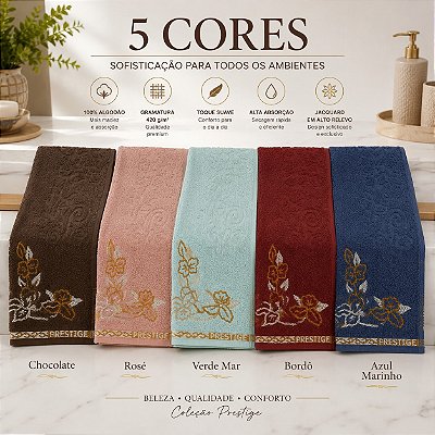 KIT 10 TOALHAS ROSTO JACQUARD PRESTIGE 420G/M2 LUXO
