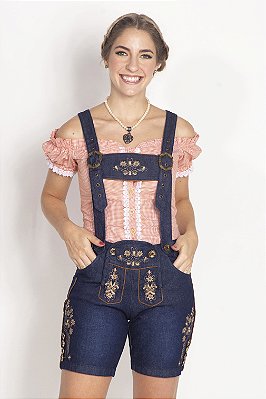 Bermuda Traje Típico Jeans Feminina