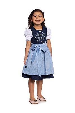 Vestido Infantil azul bordado