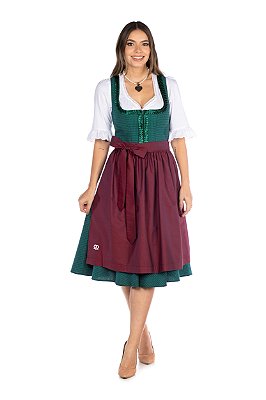 Vestido Midi Verde e Vermelho