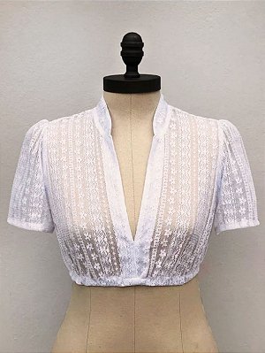 Blusa Decote V Renda - Off