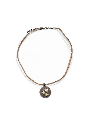 Colar Bordado Edelweiss Bege