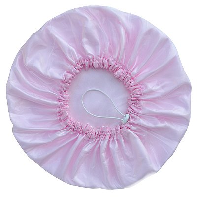 Touca De Banho De Cetim Luxo Ajustável Impermeável Antifrizz - Rosa