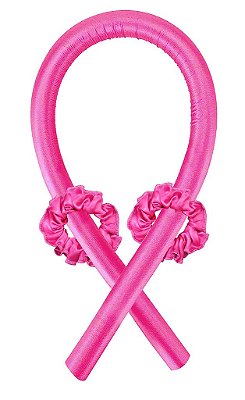 Modelador De Cachos Cetim Curling Rod Sem Calor Antifrizz + 2 Xuxinhas - Pink