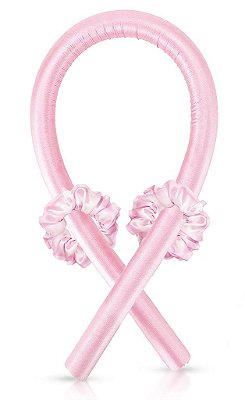 Modelador De Cachos Cetim Curling Rod Sem Calor Antifrizz + 2 Xuxinhas - Rosa