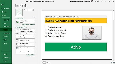 Planilha de Cadastro e Controle de Funcionários em Excel 6.0