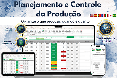 Planilha PCP - Planejamento e Controle de Produção em Excel 7.0 365