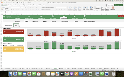 Planilha de Controle de Estoque e Vendas Completa em Excel 6.2 365 - MAC