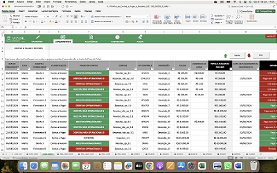 Planilha de Contas a Pagar e Receber em Excel 6.0 365 - MAC