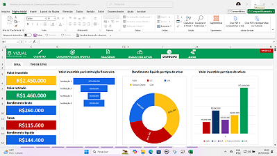 Planilha de Controle de Carteira de Investimentos em Excel 6.0