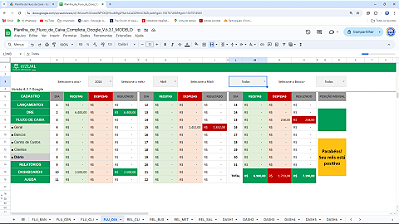 Planilha de Fluxo de Caixa Completo em Google 6.3