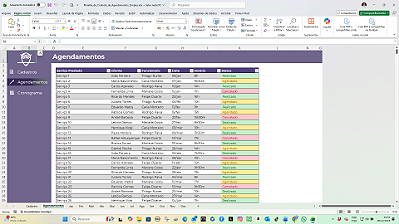 Planilha de Controle de Agendamentos Simples em Excel